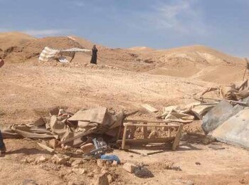 Donor-funded residential and livelihood structures demolished in Deir al Qilt Bedouin community (Jericho), 26 April 2020. Photo by OCHA.