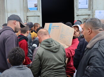 Food delivery in Jabalya, North Gaza, 16 February 2025. Photo by OCHA/Themba Linden