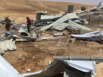 Demolition of Residential and animal structures in Mirkez community in Massafer Yatta ©Photo by OCHA.