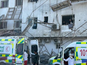 Medical evacuation of patients from Kamal Adwan hospital in Jabalya, North Gaza, 28 October 2024. Photo by OCHA