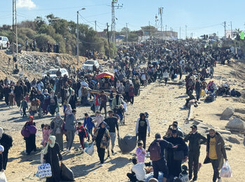 Displaced people returning to northern Gaza. Photo by OCHA, 27 January 2025 