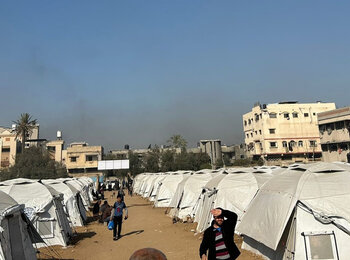 One of the makeshifts sites established in Gaza city in December 2024 to accommodate displaced families from North Gaza. Photo: OCHA 