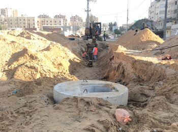 The rehabilitation of water and sewage networks in Beit Lahia, the Gaza Strip. Photo by Palestinian Environment Friends/2021
