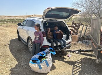 Children following the demolition of their home in Al Jiftlik (Jericho) on 25 July 2024. Photo by OCHA 