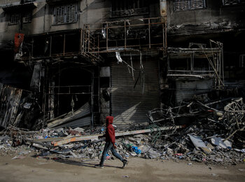 "אני כבר לא מזהה את השכונה שלי!" חמזא בן ה-15, העיר עזה. צילום: יוניסף / עומר אל-קטעא, 11 בינואר 2024