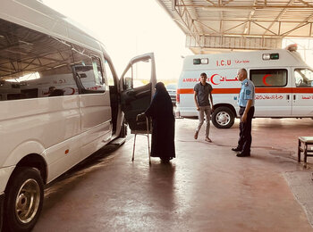 Palestinians at the Israeli-controlled Erez crossing on their way out of the Gaza Strip for medical treatment. Photo by OCHA, 23 August 2023