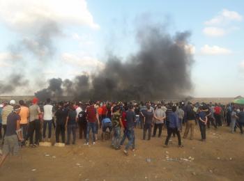 A demonstration east of Gaza city, 28 September 2018. Photo by Ahmed Al Fayoumi