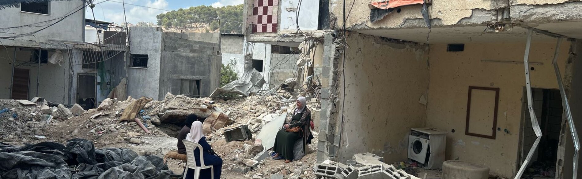 Destruction in Nur Shams refugee camp, Tulkarm, caused during a a large-scale operation carried out by Israeli forces utilizing lethal war-like tactics. Photo by OCHA, 28 August 2024