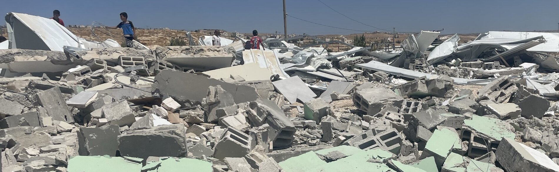 بقايا مدرسة ابتدائية هدمتها القوات الإسرائيلية في 8 تموز/يوليو في خلّة عميرة (الخليل). تصوير مكتب الأمم المتحدة لتنسيق الشؤون الإنسانية