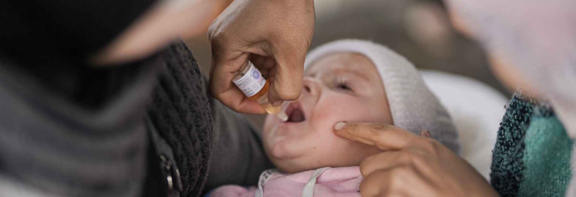 Vaccinating a child in Gaza against polio. Photo by WHO