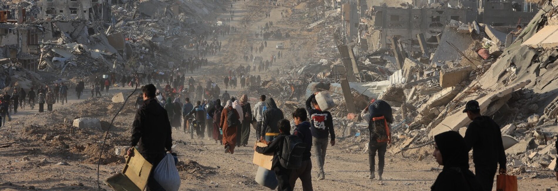 Displaced people returning to Jabalya following the start of the ceasefire, 19 January 2025. Photo by UNRWA