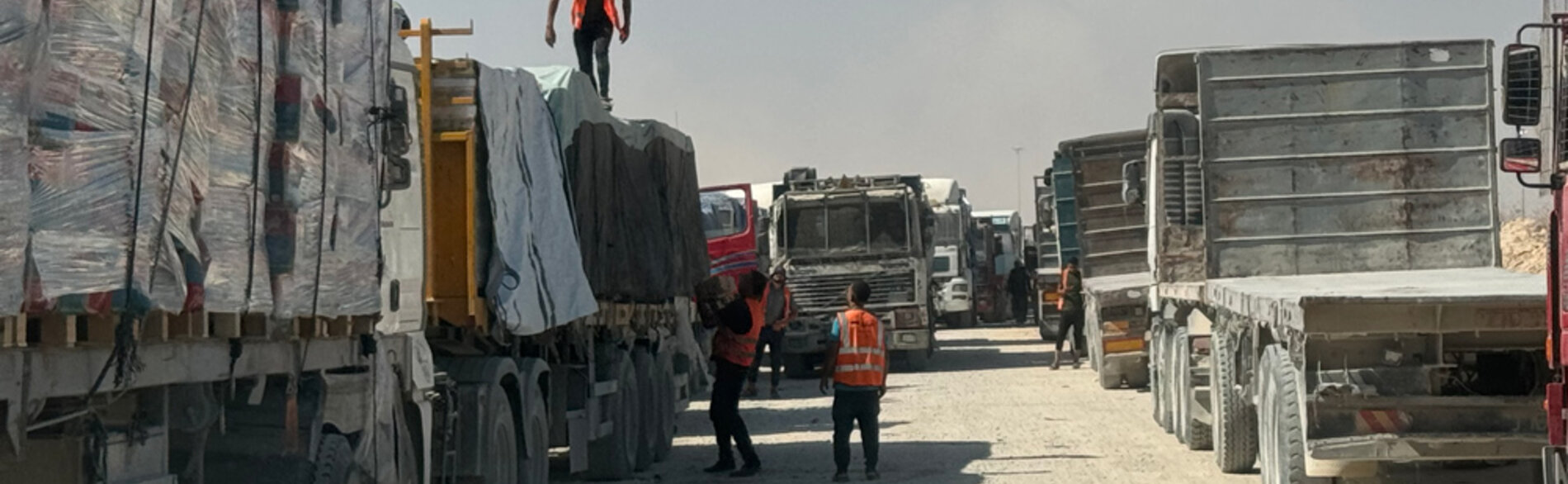 Supplies being processed inside the Gaza Strip. Photo by OCHA, 9 July 2024 