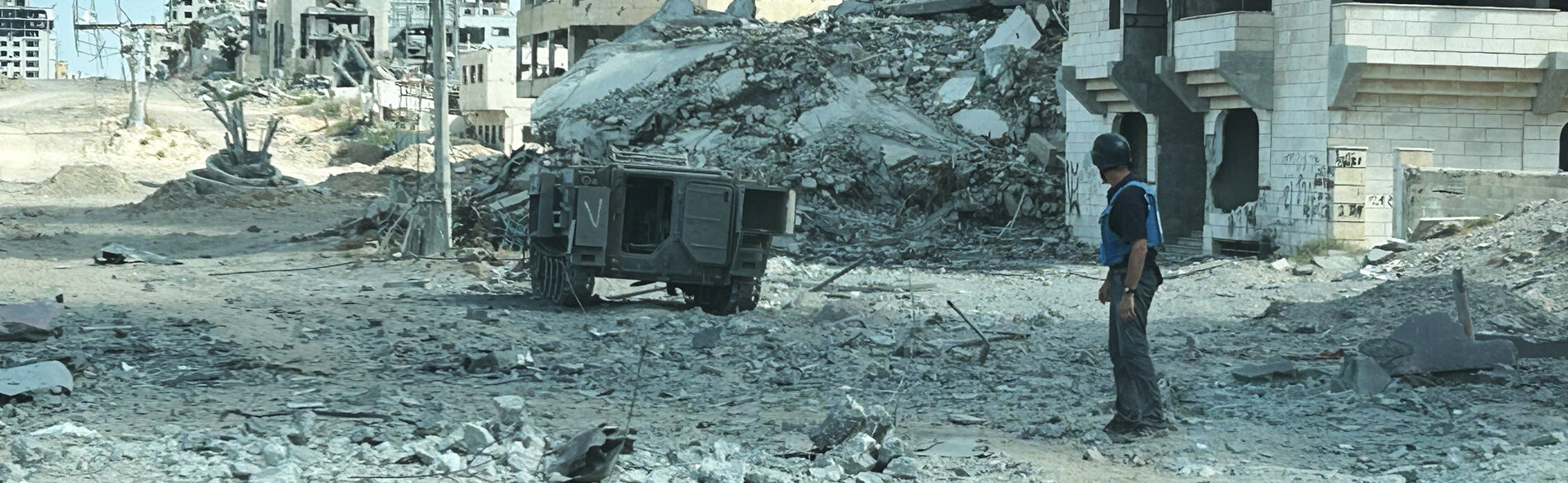 A UN official in northern Gaza on 10 October 2024. Photo by OCHA