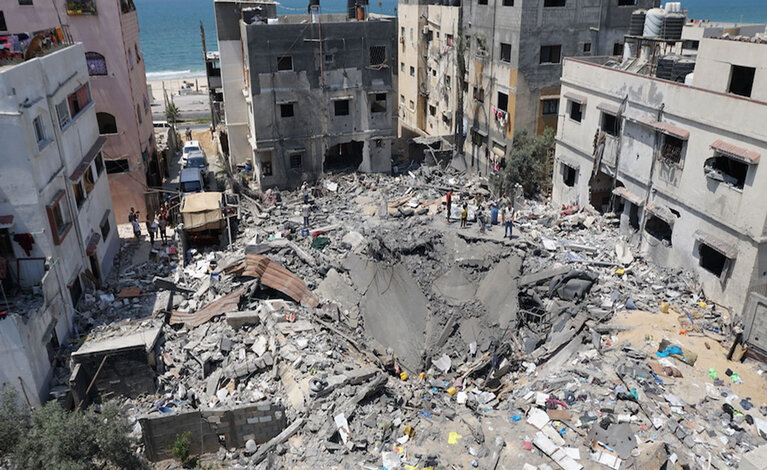 Destruction following the Israeli airstrike during the escalation in August 2022. © Photo by OCHA