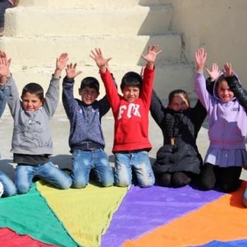 Children enjoying their time during a Psychological First Aid activity through a critical thinking game in Susiya. Photo by Jumana Rishmawi ©World Vision 2018